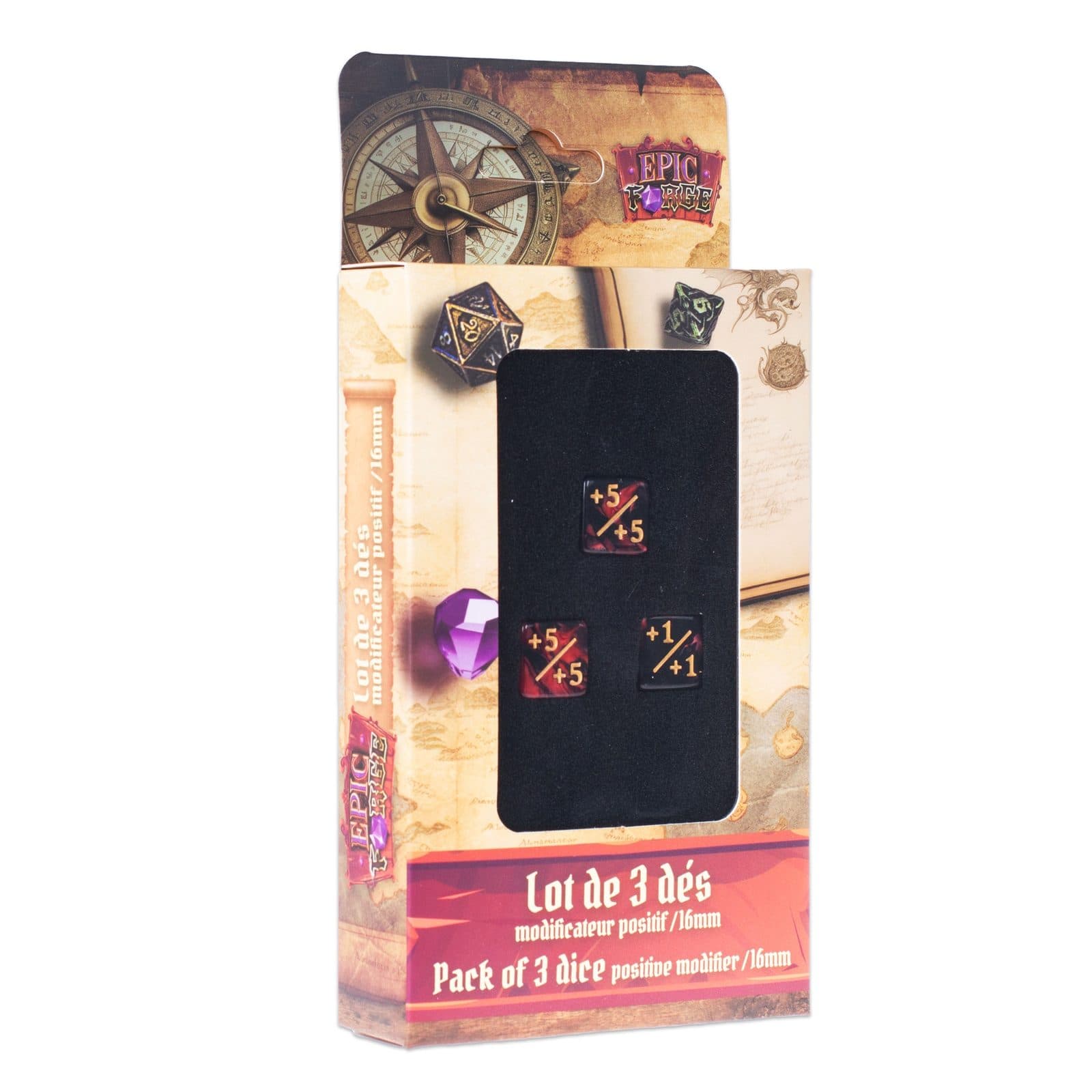 EPIC FORGE 3 Dices pack Counter Dice + (red + black) - Trade Invaders 3701625901877