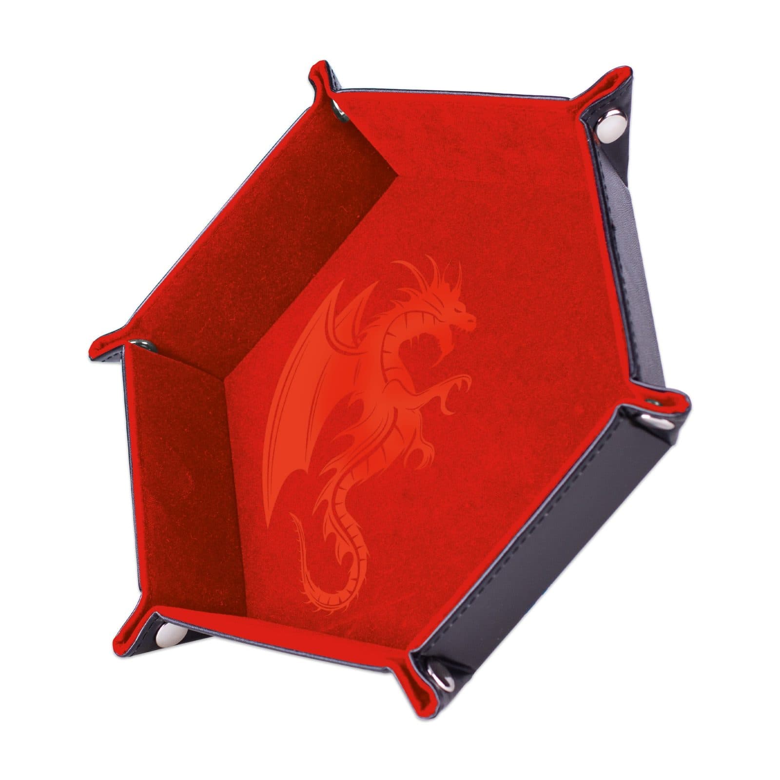 EPIC FORGE Dice tray - Dragon Red - 19 x 19 cm - Velvet and Leather - Trade Invaders 3701625905813